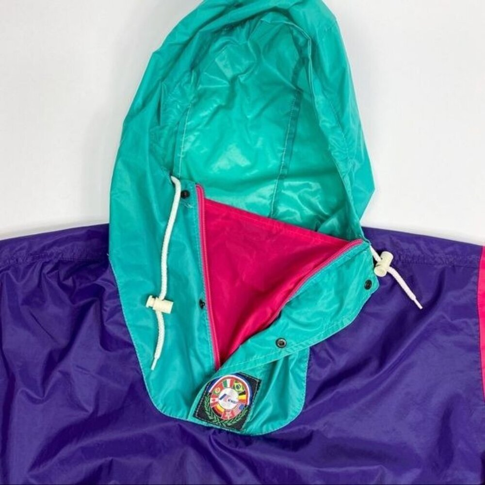 KWAY Multi Color Waterproof Hooded Windbreaker 2 in 1 Bag S - Picture 4 of 16
